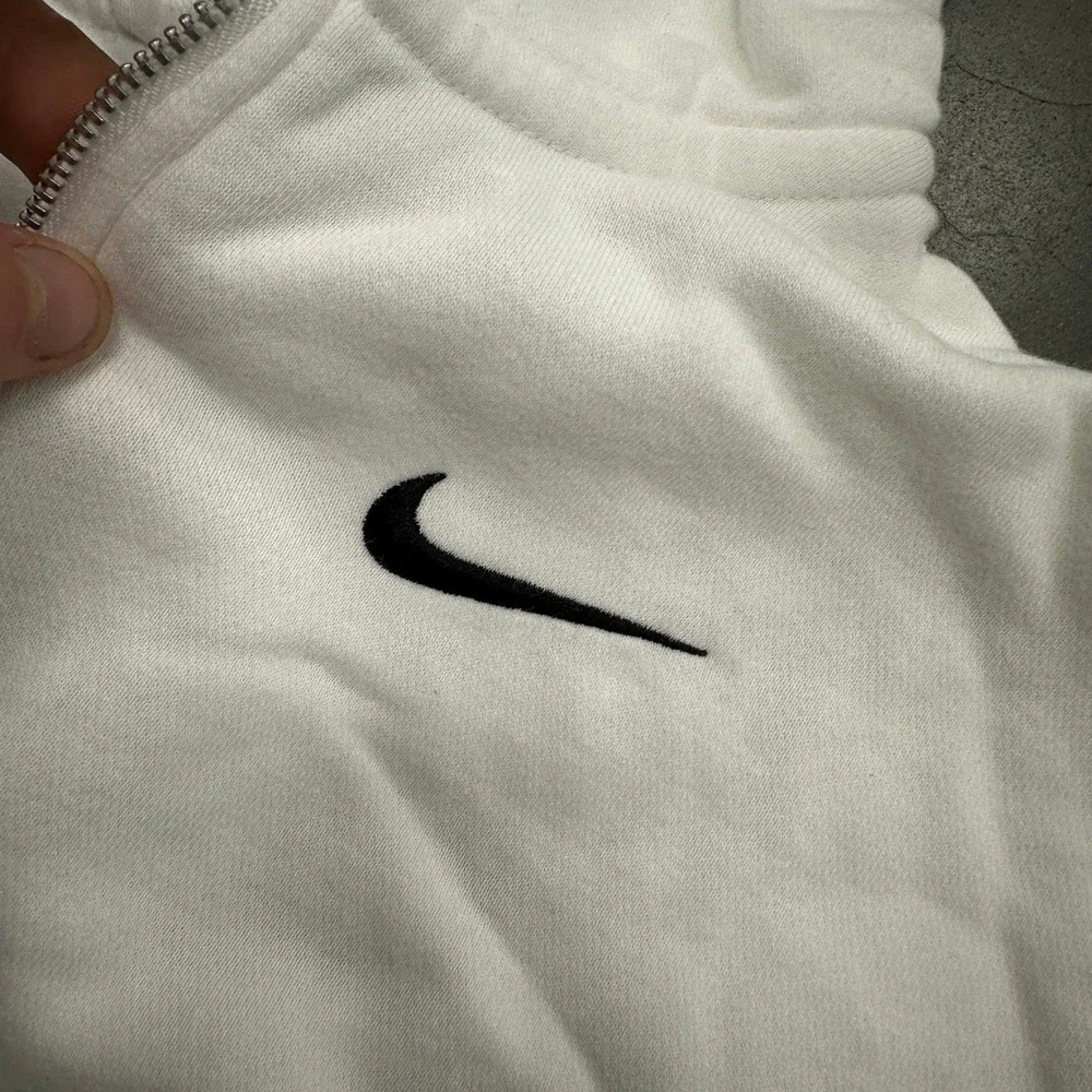 Nike Womens Quarter Zip Cropped Hoodie White Yellow Colorblock Small